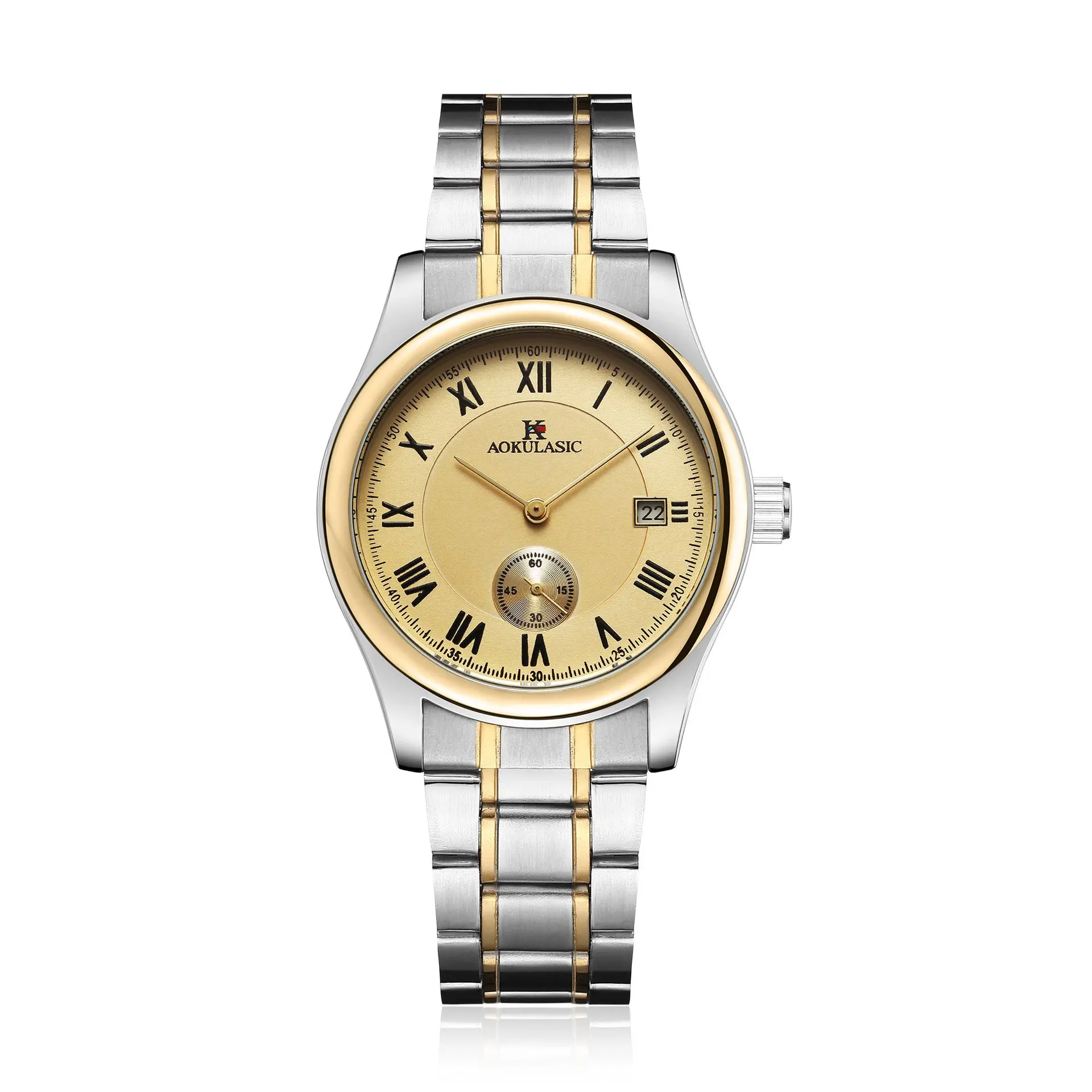 

Aokulasic Machinery Fully Automatic Analog Watch Steel Belt Men's Watch