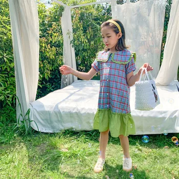 

YourSeason Kids Girls Korean Fashion Summer Ruffles Dress 2020 New Baby Plaid Patchwork Dresses Leisure Teenage Girl Clothes