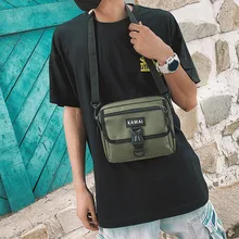 Новая мужская модная сумка в стиле хип-хоп в стиле ретро, однотонная сумка на молнии с несколькими карманами, холщовая маленькая сумка, сумка на плечо