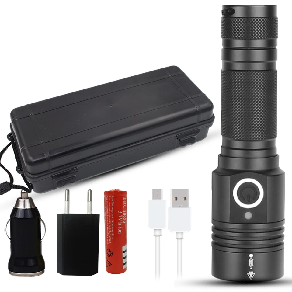 Package D Litwod Z90 xhp50 светодиодный фонарик зарядка через usb стрейч зум ударопрочный 18650 перезаряжаемый фонарь Сильный магнитный хвост - Испускаемый цвет: Package D