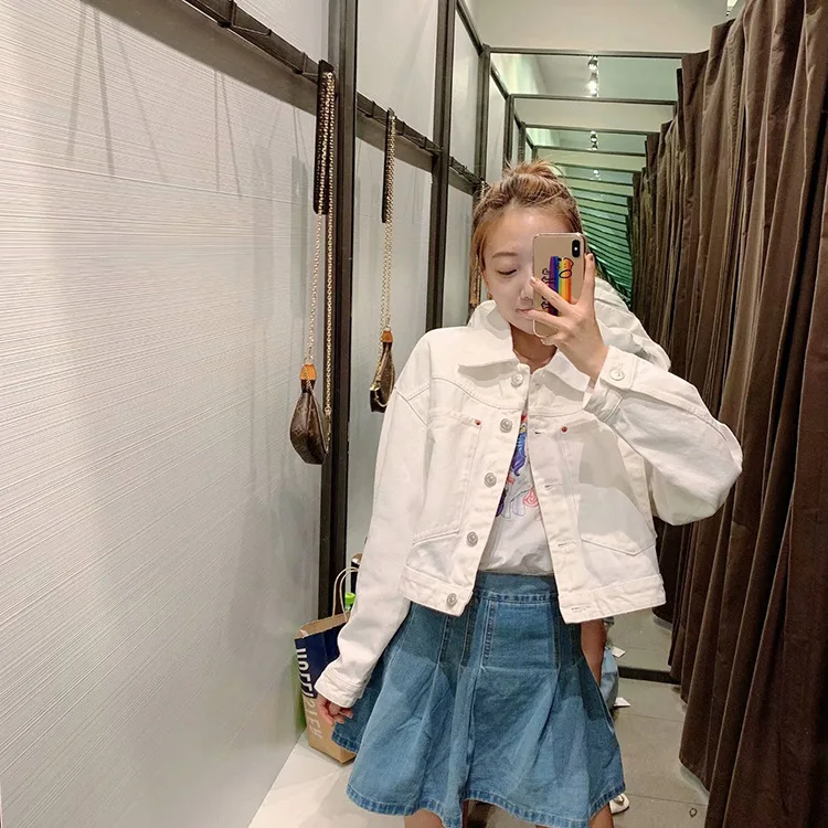 

Overplus of Goods Exported to Europe And US Women's Fold-down Collar Jeans Coat 2019 Spring And Autumn New Products Cool GIRL'S