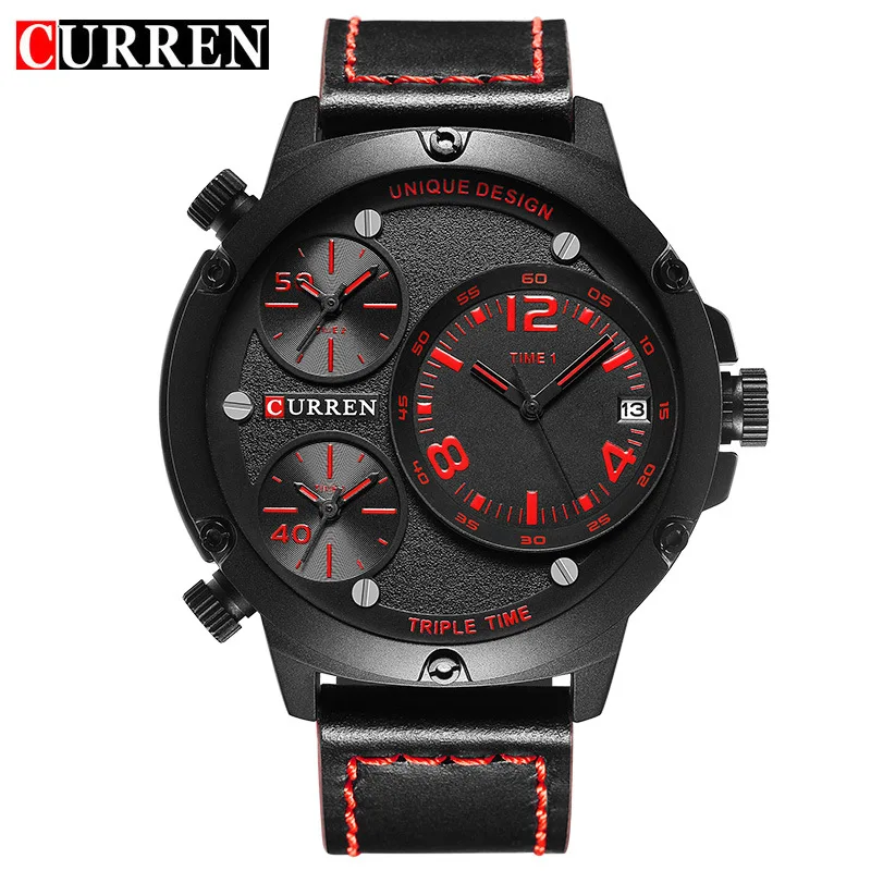 

Curren/Karui En 8262 Waterproof Three Movement Watch Large Dial MEN'S Watch Calendar Multi-Time Zone Watch