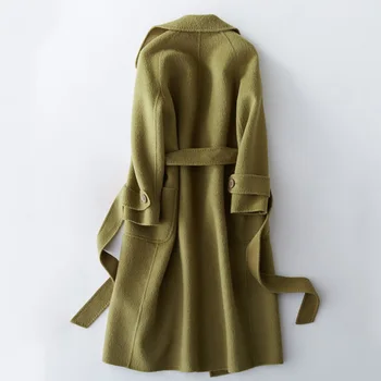 

Double Size Real Wool Coat 2020 Autumn Winter Alpaca Woolen Coats and Jackets Women Korean Long Jacket MY