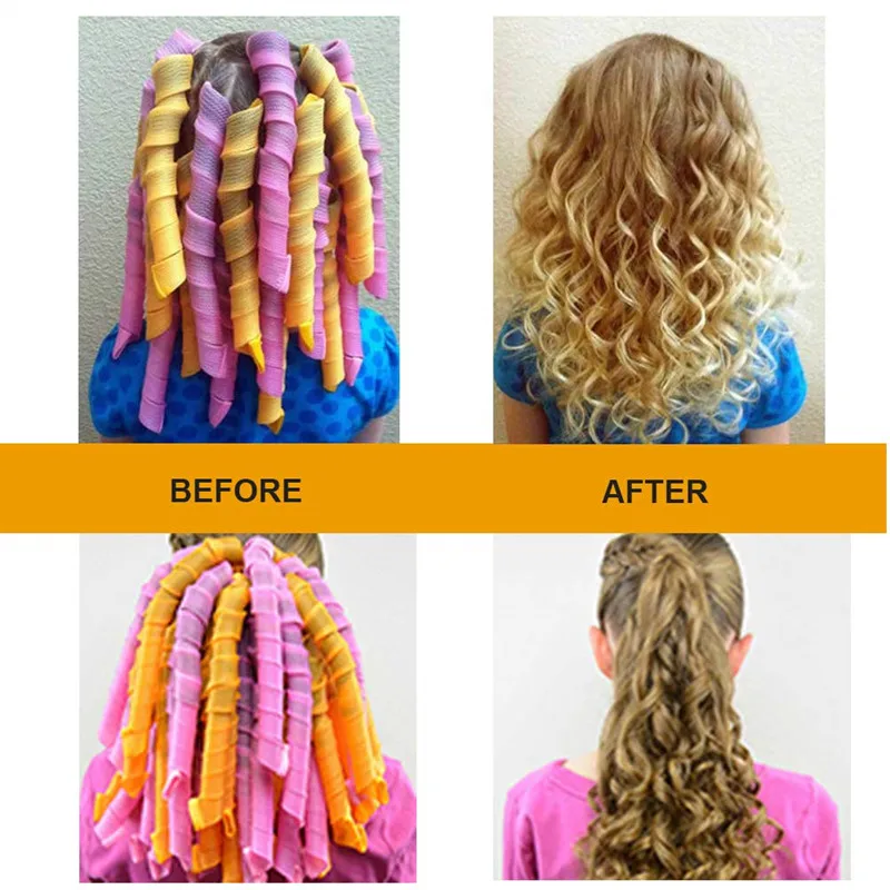 Hair curler No heat Soft Plastic Magic hair roller Spiral Round Curls 20/30/45/55/65/75cm