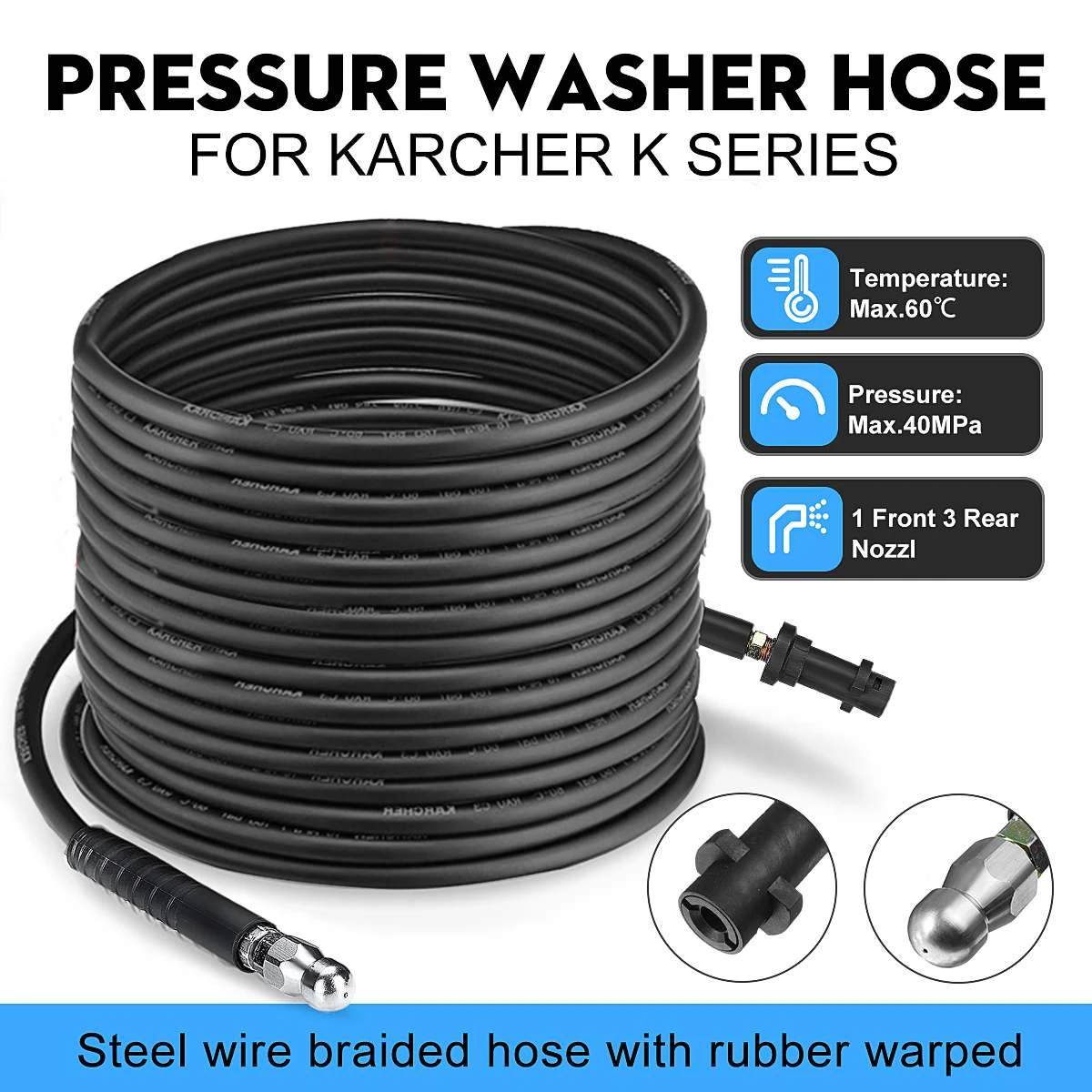 For Karcher K2 5M 5800PSI Auto Washer Hose High Pressure Car Wash Water Cleaning