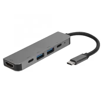 

5 in 1 USB-C to Type-C 3 USB 3.0 Hub HDMI Rj45 Ethernet Mini SDTF OTG Adapter for Thunderbolt 3