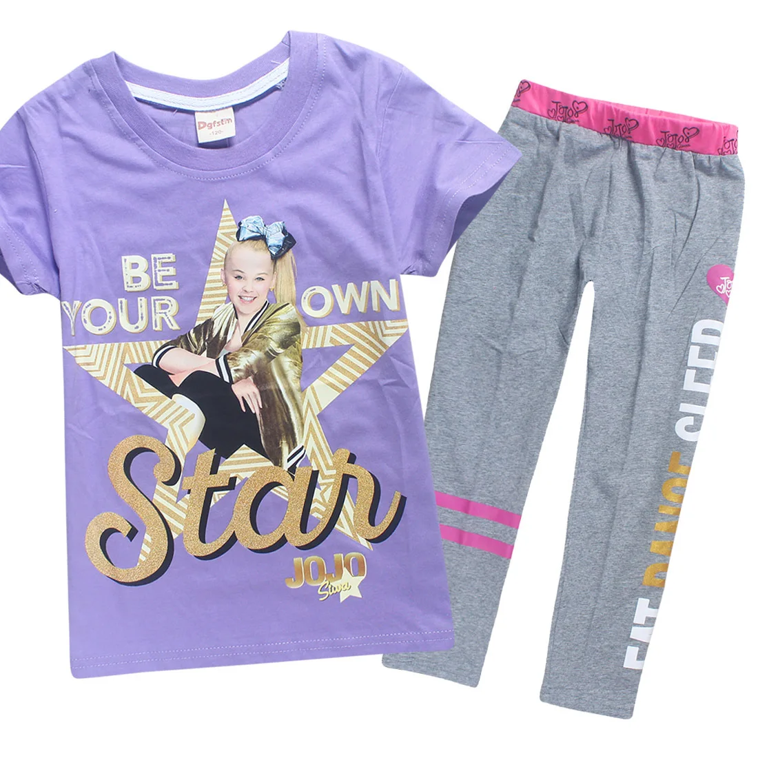 Новые летние детские футболки с рисунком JOJO SIWA хлопковые футболки с круглым вырезом для маленьких девочек комплекты с короткими рукавами для мальчиков и девочек футболки - Цвет: PS8361-purple