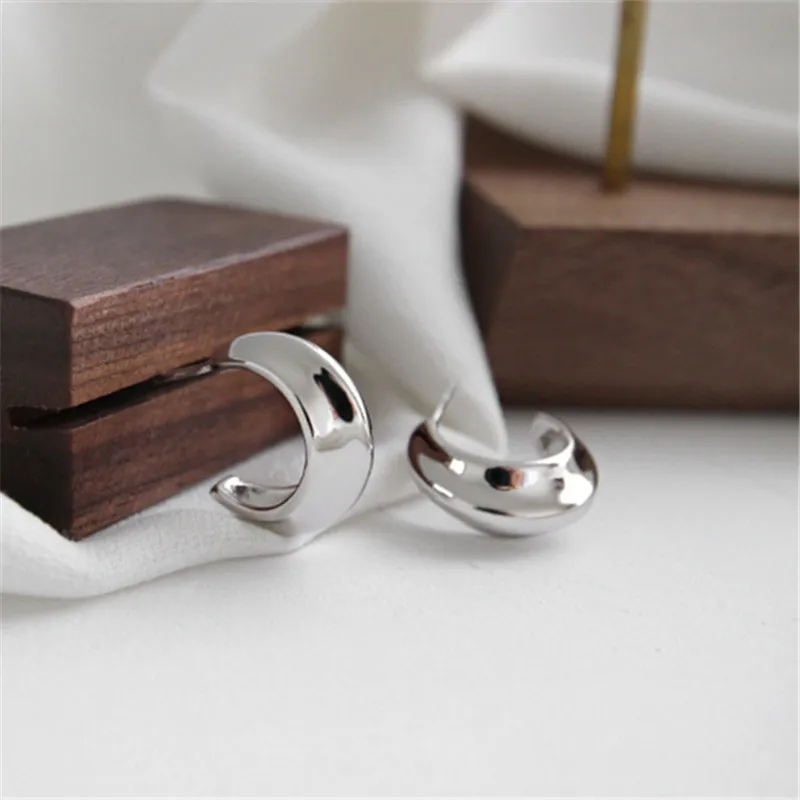 925 Sterling Silver Korean Version Glossy Three-dimensional Moon Earrings Women Fashion Wedding Party Jewelry Friendship Gift - Image 5