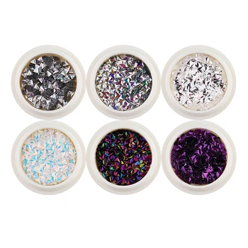 

Monja 6 Boxes/Pack Nail Art Shining Ab Colorful Sequins triangular 3D Diy Design Glitter Flakes Manicure Decorations