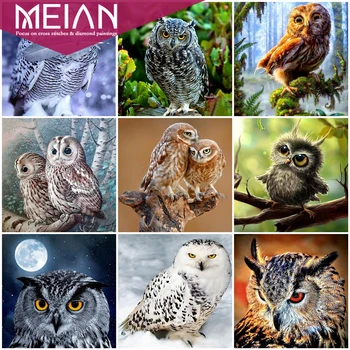 

Meian Animal 5D Diamond Painting Owl Diy Diamond Embroidery Full Drill Square Sale Animal Decorations For Home