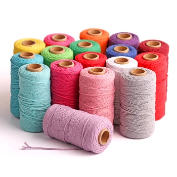 

2mm Cotton Cord Colorful Cord Rope Beige Twisted Craft Macrame String DIY Cotton Linen Home Textile Wedding Decorative Supply
