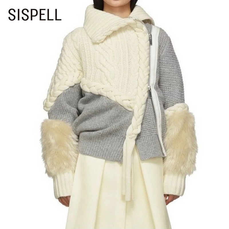 SISPELL, хит, цвет, пэчворк, шерсть, киттинг, женский свитер, необычный воротник, длинный рукав, свитера для женщин,, осенняя, зимняя одежда