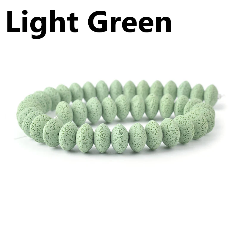 Light Green Мода натуральный НЛО форма изготовление бусин и ювелирных изделий вулканический камень свободные бусины для ожерелья браслет из бисера Diy 8 мм 10 мм - Цвет: Light Green