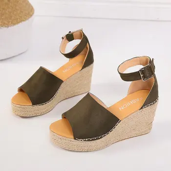

Women Sandals Hemp Rope Design Platform Wedge Female Casual High Increas Shoes Ladies Fashion Ankle Strap Open Toe Sandals 41 42