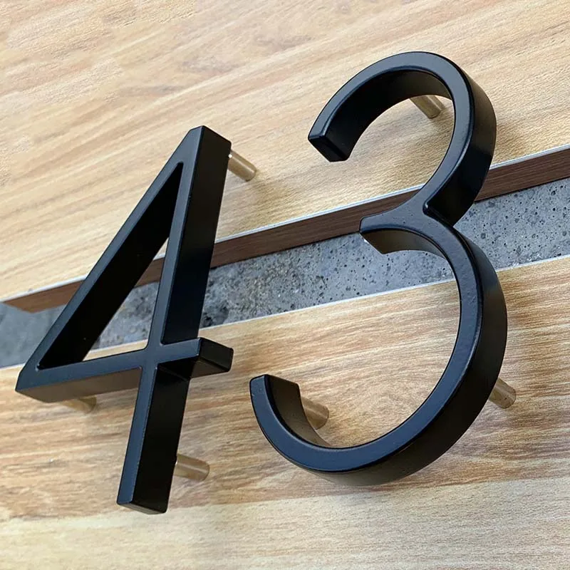 5 zoll Schwarz Haus Zahlen Buchstaben Tür Platten Schwimm Outdoor Adresse Zeichen Platte Für Hof