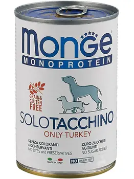 

MONGE MONGE DOG MONOPROTEIN SOLO monobelkovye for adult dogs pate turkey 400g