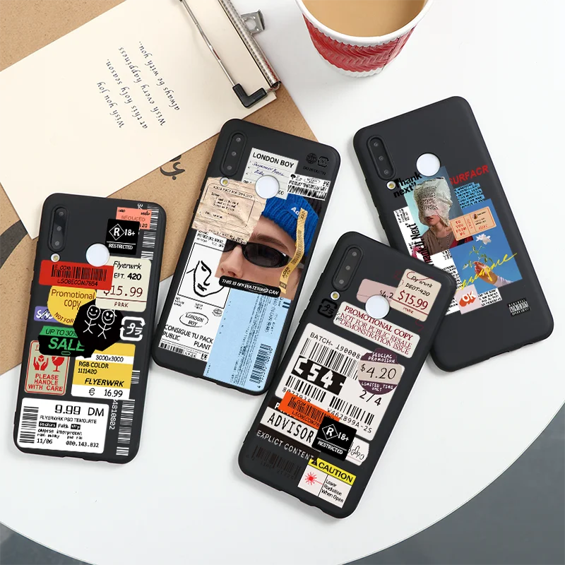 Роскошный мягкий чехол с наклейками для Huawei P40 Lite P30 P20 Mate 20 30 P Smart Y6 Y7 Y9 Prime 2019 Honor Pro 8X
