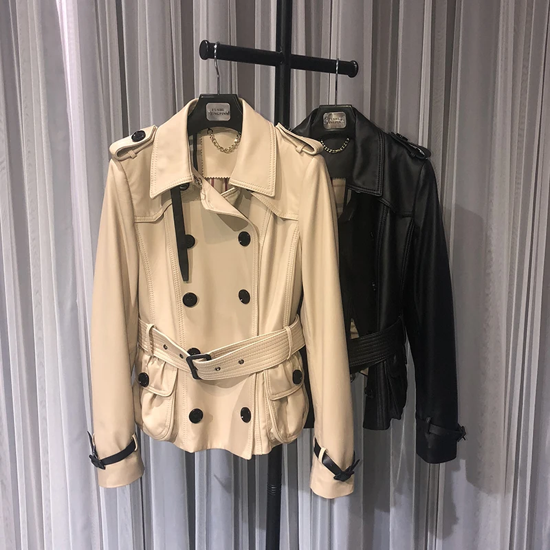 

2019 New Received Waist Double-row Button Slim Locomotive Sheepskin Jacket