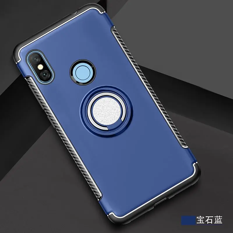 Чехлы для xiaomi redmi note7 anillo de Metal soporte de coche из силикона для redmi note5 redmi note6 - Цвет: blue