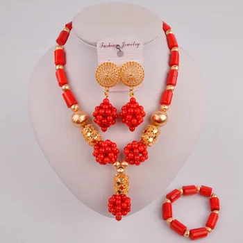 

new!!! red costume coral necklace jewelry set 20C50