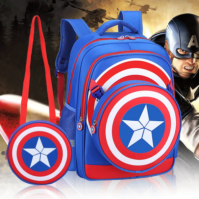 

Schoolbag for Elementary School Students Boy CHILDREN'S Rucksack 1-3-6 Grade America Captain Backpack Different Size Bags
