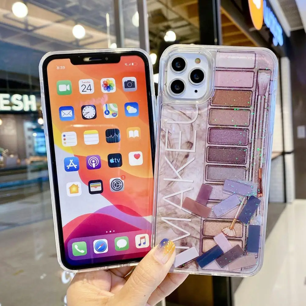 Для iphone11Pro Max XR XS dynamic quicksand чехол для телефона iPhone 6S 7Plus 8Plus макияжа Тени век коробка