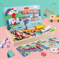 2020 New Children's Early Education Wooden Jigsaw Puzzle Dressing Change / Traffic Magnetic Drawing Board Cognitive Game Free Sh 1