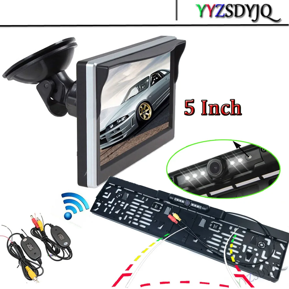 

2021 Dynamic Trajectory Guide Line HD CCD Car Color Parking Monitor 2.4G Wireless Car Rear View Camera With 8 IR Night Vision