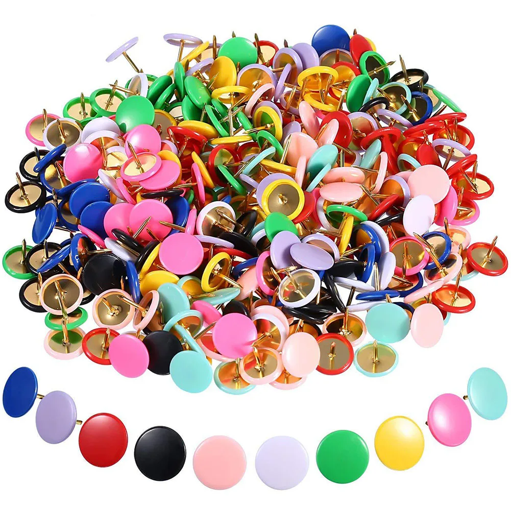 

300pcs Drawing Photo Metal Point Craft Office Map Multi Colors Decorative Wall Notice School Push Pin Round Head