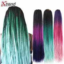 Xtrend, ломбер, косички для наращивания, синтетические, на крючках, косички для волос, 24 дюйма, 22 пряди в упаковке, чистый фиолетовый, розовый, голубой цвет