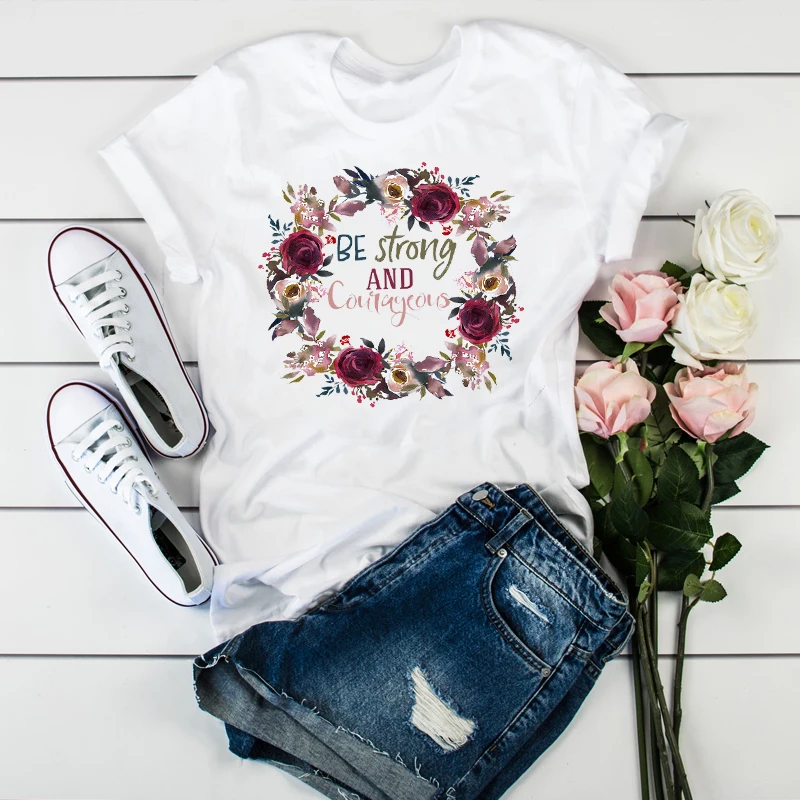

2021 Women Flower Happy Camper Vacay Holiday Fashion Ladies Womens Tops Clothes Graphic Female T-Shirt Tumblr T Shirt T-shirts
