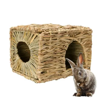 

Handcraft Grass Woven Hamster Nest Small Pet Rabbit Guinea Pig Foldable Bed Chew Toys Fashion Small Pet Cages Accessory