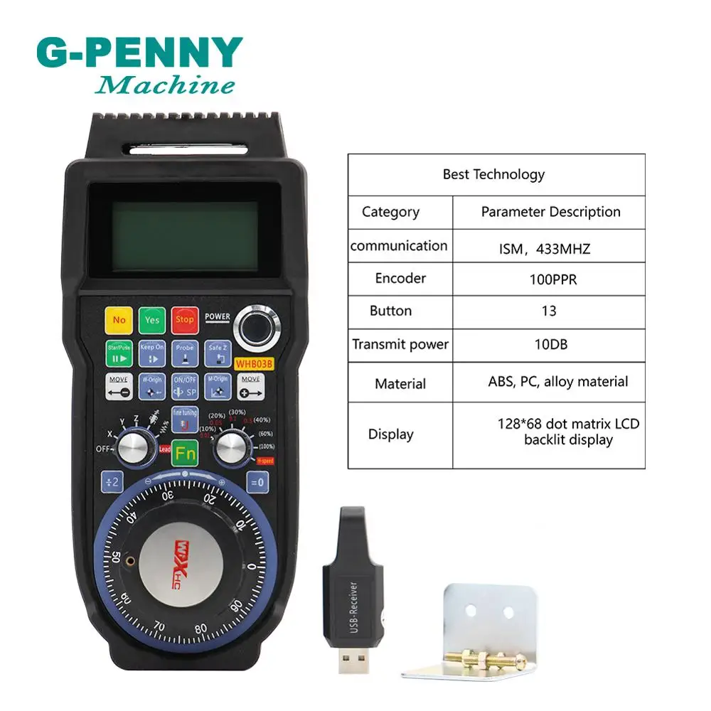  CNC 3 ejes USB NC Studio Wireless Remote Handle CNC generador de pulsos MPG Weihong WHB03B volante 