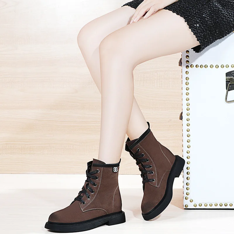 

Gold Lines Rabbit Thick Bottomed Short Boots 2018 Autumn & Winter New Style Martin Boots Women's plus Velvet Boots WOMEN'S Shoes