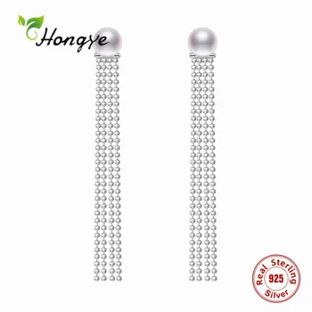 

Hongye Removable Tassels 925 Sterling Silver Chain Anniversary Femme Party Charming Natural Freshwater Pearls Boucles d'oreilles