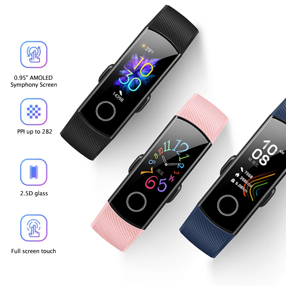 Смарт-браслет huawei Honor Band 5, Оксиметр кислорода в крови, волшебный цветной сенсорный экран для сердечного ритма и сна, умный Браслет