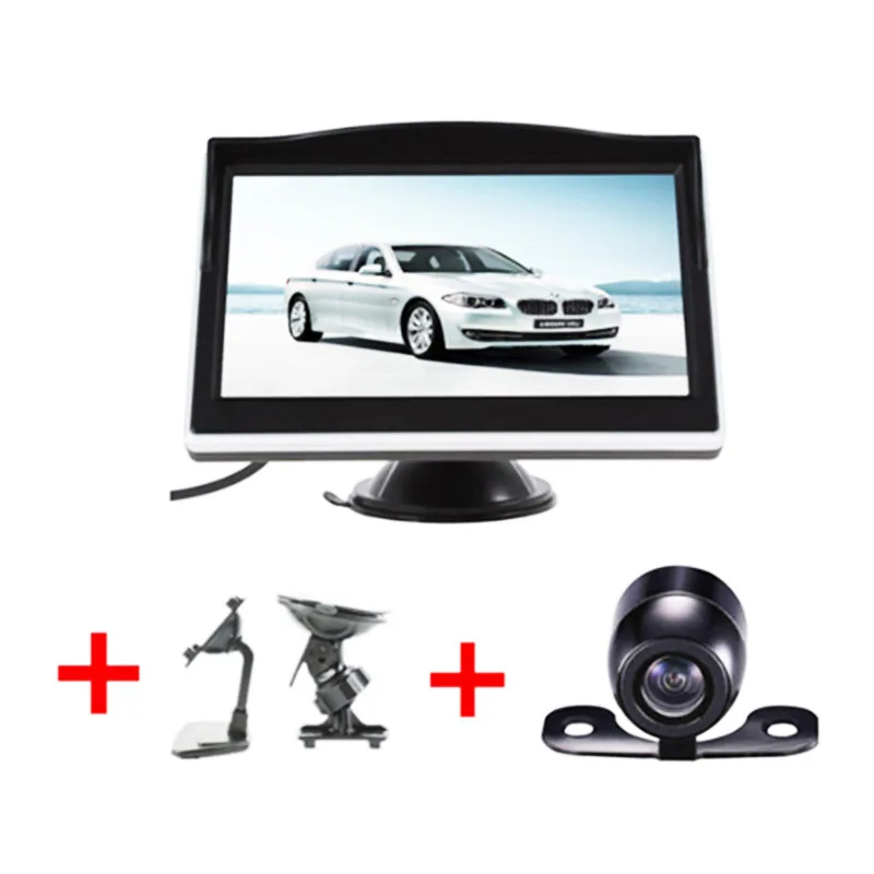5 дюймов TFT lcd HD экран автомобильный монитор парковочный монитор заднего вида для 170 угол автомобиля задний вид автомобиля резервная камера - Цвет: With  Buffer