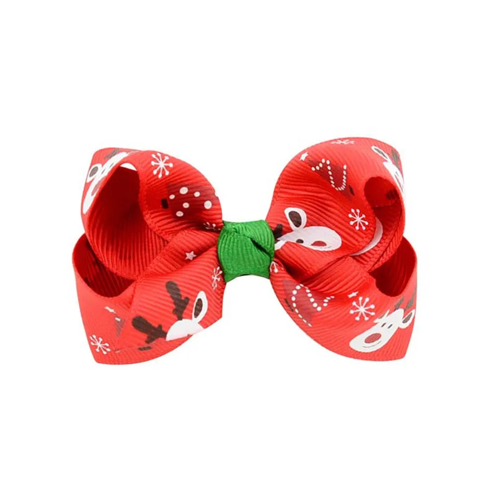 12 цветов 24 Рождество детский бант с принтом заколки для волос декоративные шпильки аксессуары для волос повязка на голову 12 цветов