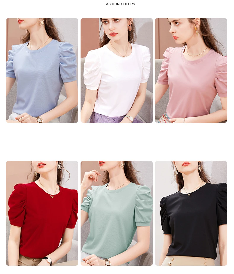 Puff Sleeve T Shirt Women Short Sleeve T-shirt Cotton 2021 Summer Tops Short Sleeve Woman Clothes Womens Korean Tee Shirt Femme Puff Sleeve T Shirt Women Short Sleeve T-shirt Cotton 2021 Summer Tops Short Sleeve Woman Clothes Womens Korean Tee Shirt Femme