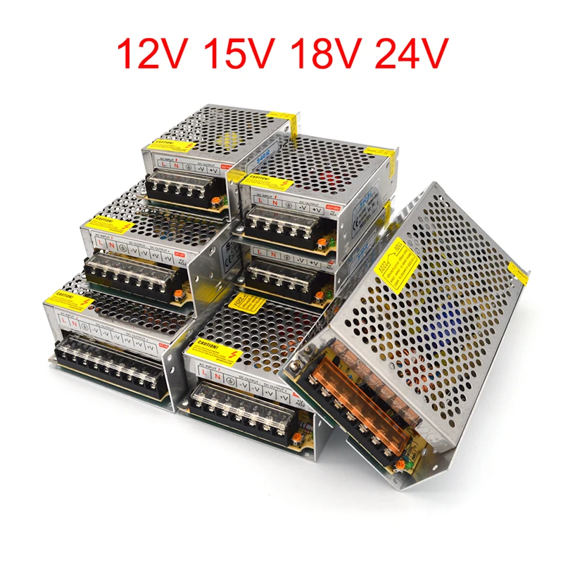Светодиодный источник питания 12 В 15 в 18 24 трансформатор 220 до 1A 2A 3a 5A 10A 15A 20A переменного тока Адаптер