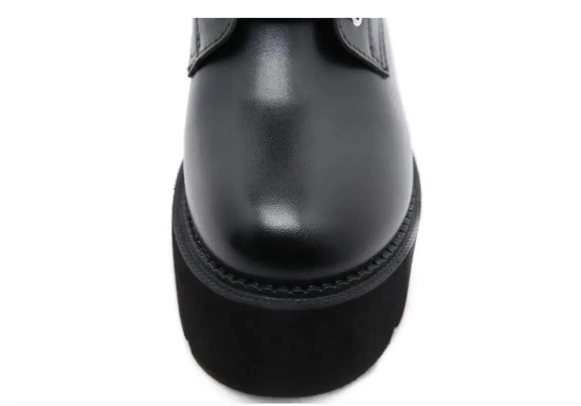 Autumn Winter Lace Up Elastic Leather Shoes For Women Ankle Boots Sexy High Heels Balck Brown Black Platform Shorts Boots Large