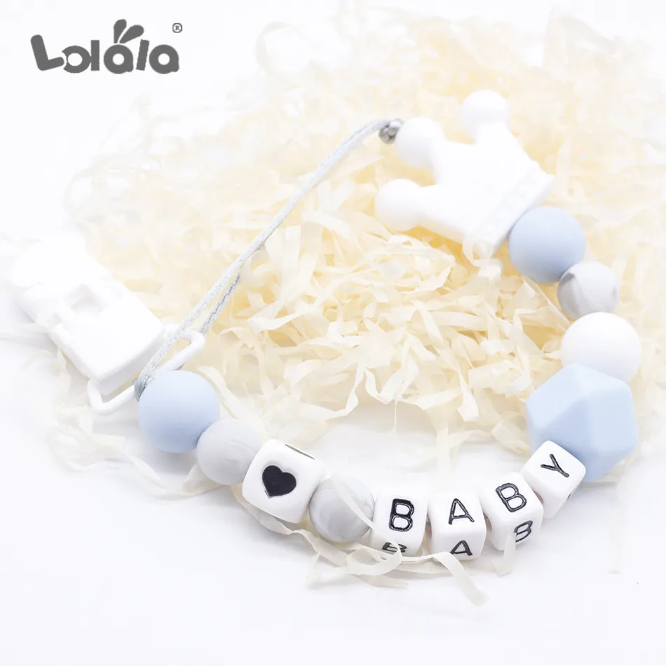 

Personalized Name Silicone teething pacifier clips with Safe ABS beads Silicone pacifier chain Holder For Nipples baby chew toys