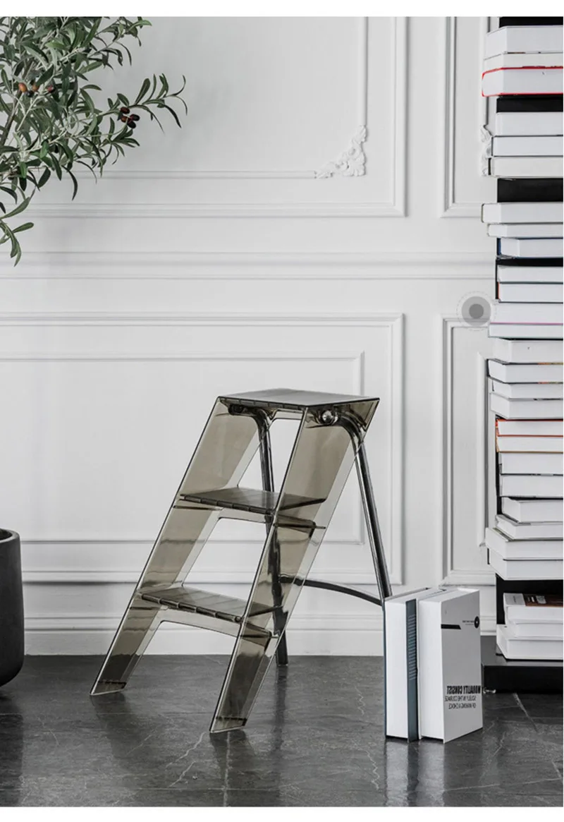 JOYLOVE Japanese Household Ladder Transparent Acrylic Portable Telescopic Folding Ladder Storage Three-step Pedal Plastic Ladder JOYLOVE Japanese Household Ladder Transparent Acrylic Portable Telescopic Folding Ladder Storage Three-step Pedal Plastic Ladder