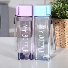 Лидер продаж, 1 шт., 480 мл, портативная Квадратная бутылка для воды, для хранения молока, для спорта, для питья, прозрачная чашка для дома, школы, офиса