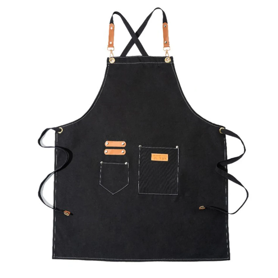 

Work Clothes Adjustable Bib Aprons Water Oil Stain Resistant Cooking Kitchen Aprons with Pockets for Men Women Cleaning Tools