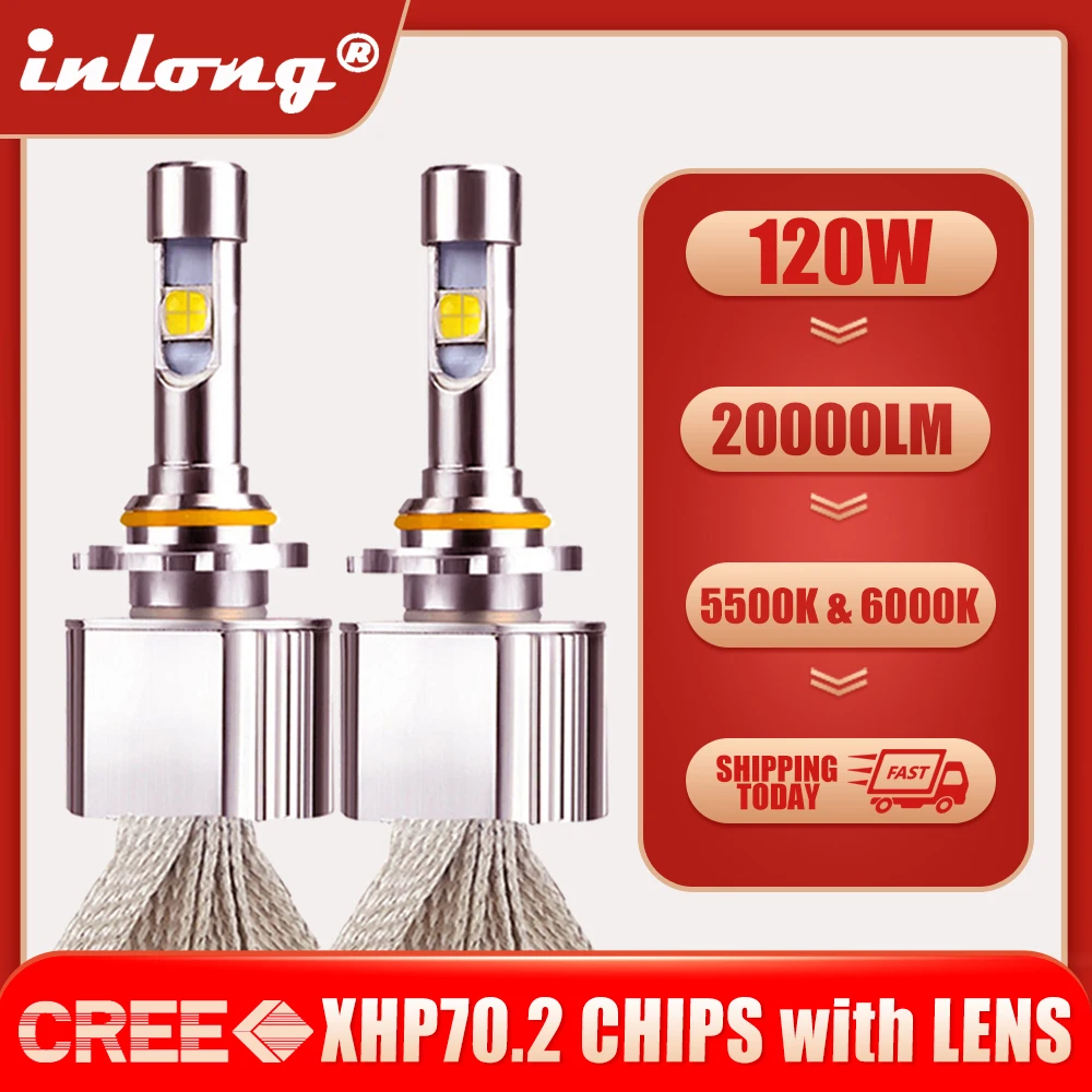 Inlong H7 H4  H11 LED Bulbs CREE XHP70 Second Generation 6000K 20000LM 9005 D1S D2S D3S Car Led Headlight H8 HB3 9012 Fog Lights