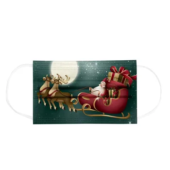 

100pcs Santa In The Moonlight Three-layer Disposable Mask Non-woven Protective Dust-proof Mask Cartoon Printed Children's Masks