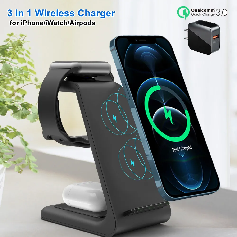 3 in 1 Induction Qi Wireless Charger Fast Charging Holder For iPhone 12Pro MAX/11/Xs Samsung For Apple Watch Charger Airpods Pro 3 in 1 Induction Qi Wireless Charger Fast Charging Holder For iPhone 12Pro MAX/11/Xs Samsung For Apple Watch Charger Airpods Pro