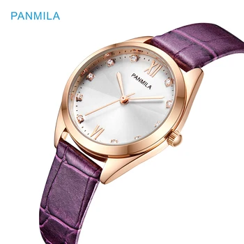 

NO.2 Fashion Big Crystal Dial Women Watches Rose Gold Ladies Purple PU Leather Watch Waterproof Female Clock Relogio Feminino