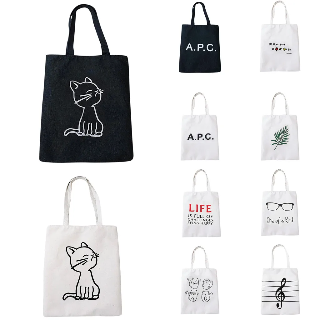 

Female Shopping Bag Cartoon Shoulder Bag Student Out Large Capacity Canvas Bag Custom Tote Bag Shopping Add Your Text Print #4gh